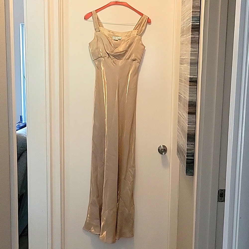 Womans size 8 formal gold lame dress
